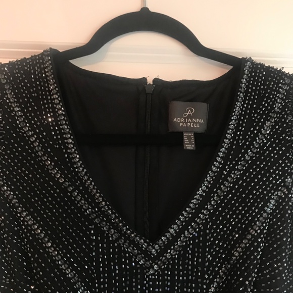 Adrianna Papell Black Beaded Gown - Size 2 - Picture 3 of 4